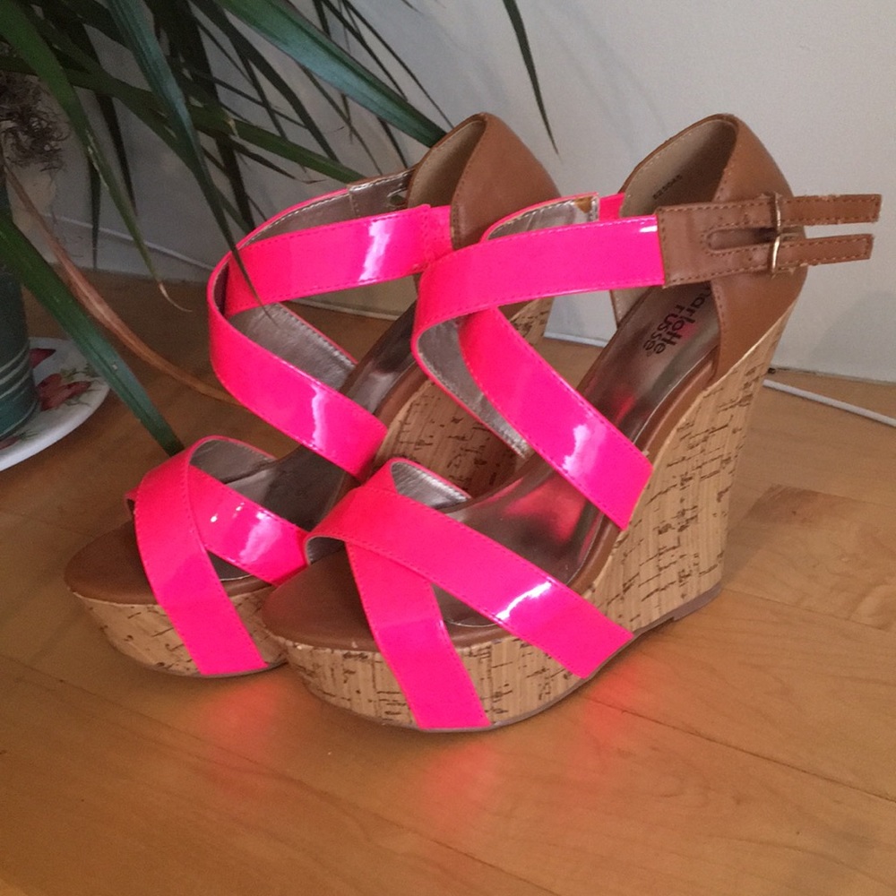 Hot pink wedges